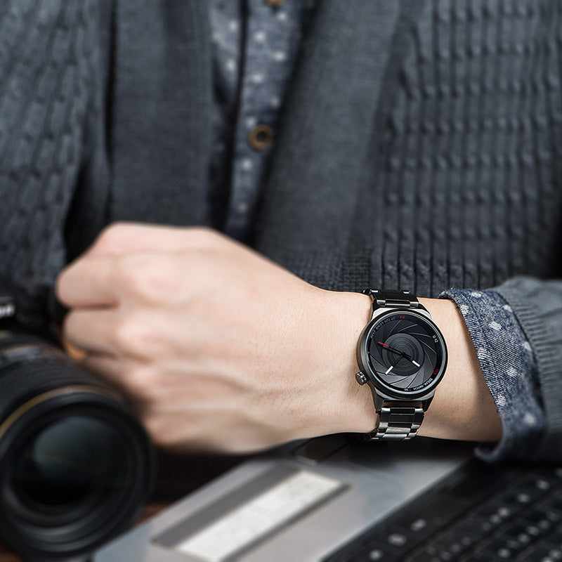 Photographer Series Unique Camera Style stainless band Sport Quartz Wrist Watches