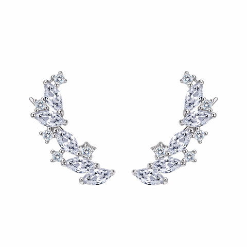 Image of That Sparkles Ear Vine 925 Sterling Silver Sparkling Leaf Cubic Zircon