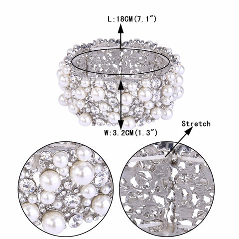 Image of Rhinestone & Simulated Pearl Austrian Crystal Bracelet