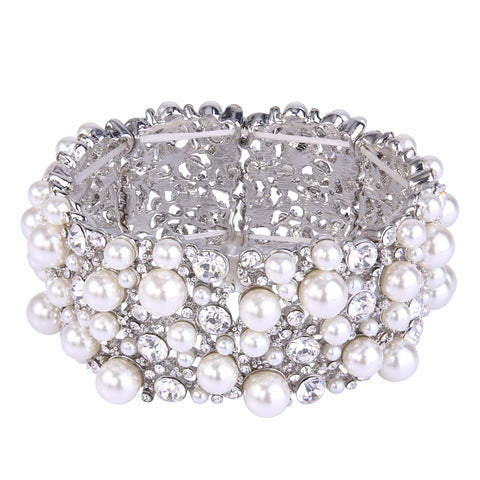 Image of Rhinestone & Simulated Pearl Austrian Crystal Bracelet