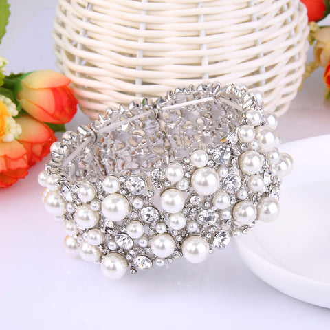 Image of Rhinestone & Simulated Pearl Austrian Crystal Bracelet