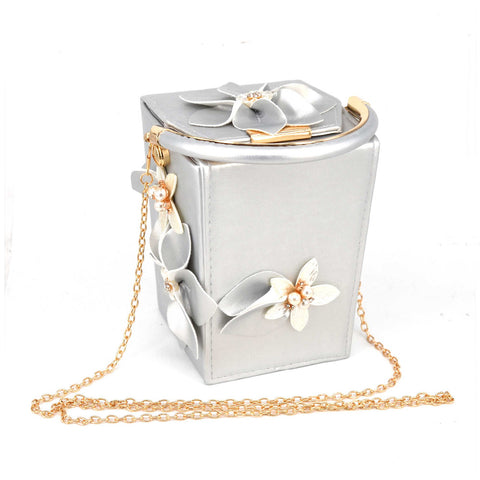 Image of Mini Tote White Flower Bucket Party Evening Bag Box Take out box Style
