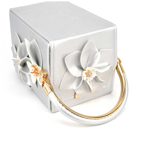 Image of Mini Tote White Flower Bucket Party Evening Bag Box Take out box Style