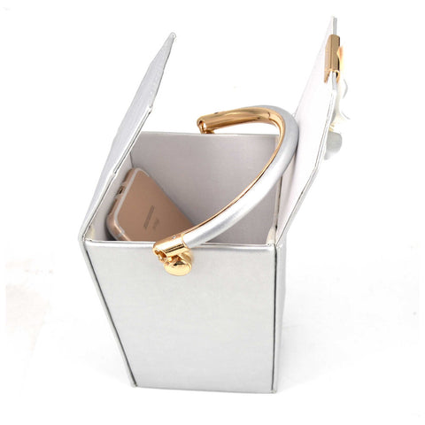 Image of Mini Tote White Flower Bucket Party Evening Bag Box Take out box Style