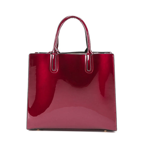 Image of Red Patent Leather Handbag with Shoulder Strap