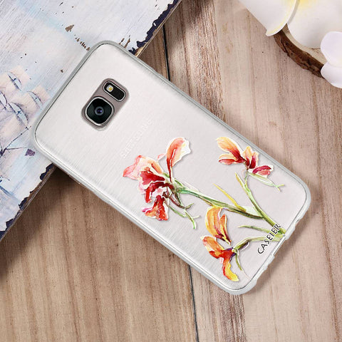 Image of Floral Flowers Leaves Phone Case For Samsung Galaxy S6 S7 Edge S8 Plus Note 8 Cases Capa Soft TPU Flowers Cover Silicone Shell Coque