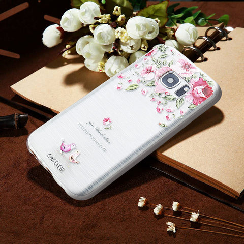 Image of Floral Flowers Leaves Phone Case For Samsung Galaxy S6 S7 Edge S8 Plus Note 8 Cases Capa Soft TPU Flowers Cover Silicone Shell Coque