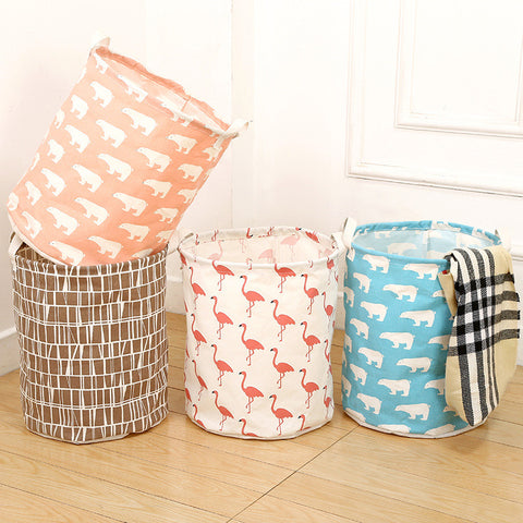 Image of Cotton Linen Waterproof Laundry Basket Folding Clothes Storage Box/Basket/Bucket Children Toys Organizer Container