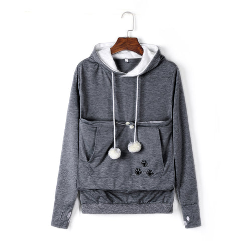 Image of Cat Lovers Hoodies With Cuddle Pouch With Cat Ears Sweatshirt