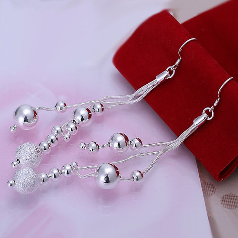 Image of Silver plated Drop Beaded Earrings
