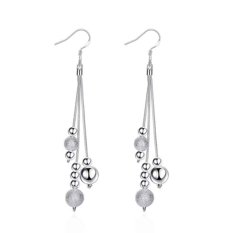 Image of Silver plated Drop Beaded Earrings