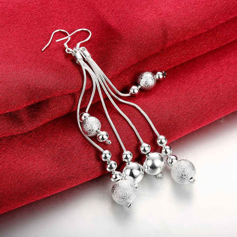 Image of Silver plated Drop Beaded Earrings