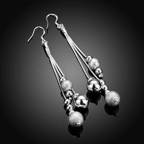 Image of Silver plated Drop Beaded Earrings