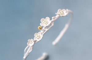 Fashion Silver plum blossom Bangles Cuff Flower Bangles Bracelets Women Accessories