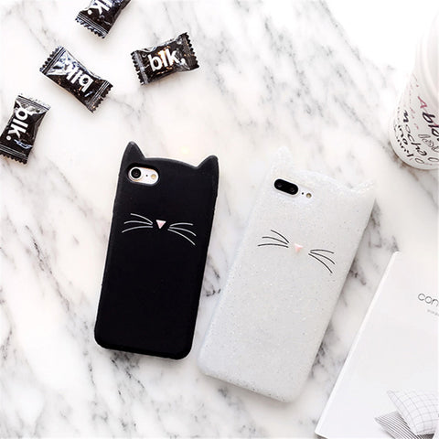 Image of For Samsung Galaxy S6 S6 Edge S7 Edge S8 S8Plus Case Cute 3D Black beard Cat Ears Animal Cartoon Capa Soft Silicone Phone Cases kitty