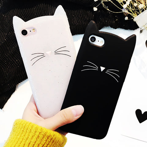 Image of For Samsung Galaxy S6 S6 Edge S7 Edge S8 S8Plus Case Cute 3D Black beard Cat Ears Animal Cartoon Capa Soft Silicone Phone Cases kitty