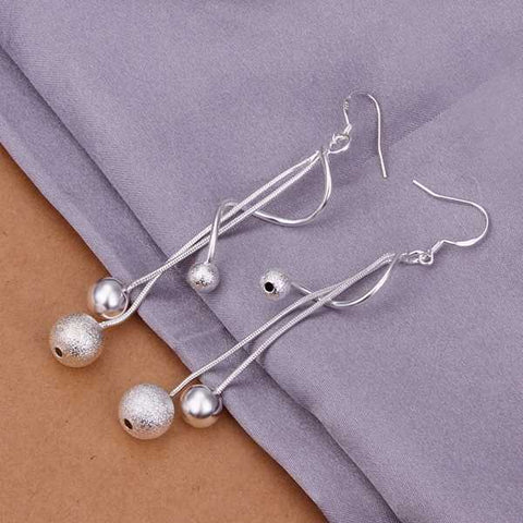 Image of Silver Twisted Drop Earrings