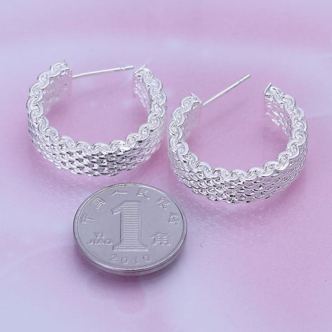 Image of Silver Plated Woven Design Stud