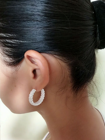 Image of Silver Plated Woven Design Stud