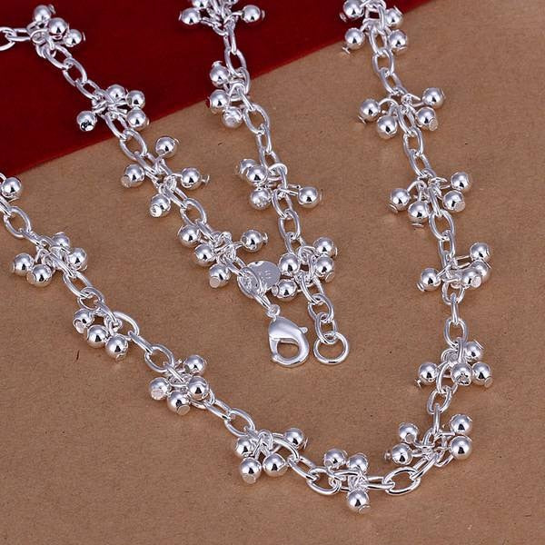 Free Shipping!!Wholesale silver plated Necklaces & Pendants,925 jewelry silver,Grapes Light Bead Necklace SMTN156