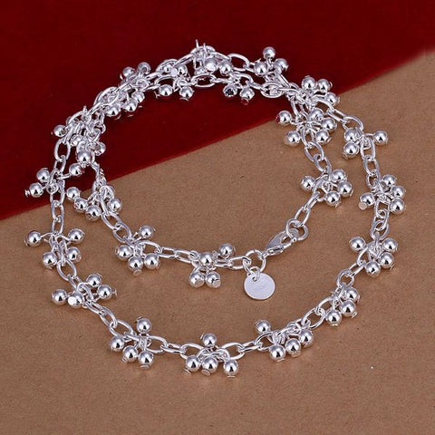 Image of Free Shipping!!Wholesale silver plated Necklaces & Pendants,925 jewelry silver,Grapes Light Bead Necklace SMTN156