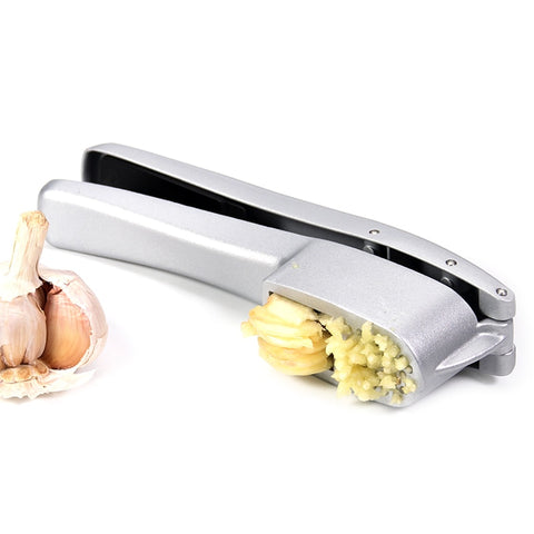 Image of Garlic Press & Slicer 2 in 1 - Aluminium Garlic & Ginger Mincer and Slicer - with Slicing and Grinding - Kitchen Cooking Tools