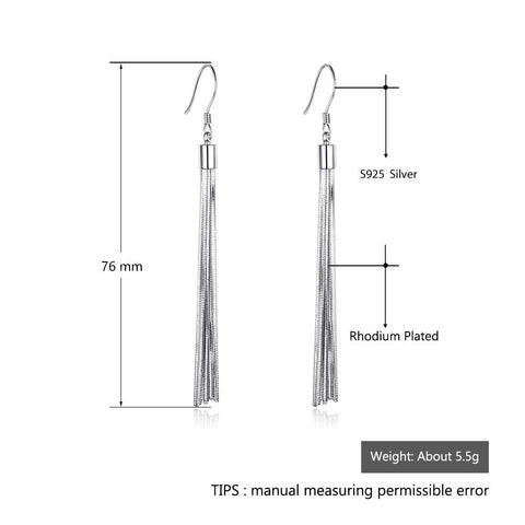 Image of 925 Sterling Silver Tassel Dangle Earrings