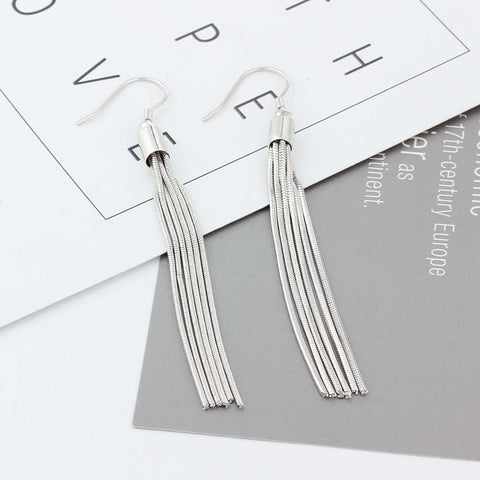 Image of 925 Sterling Silver Tassel Dangle Earrings