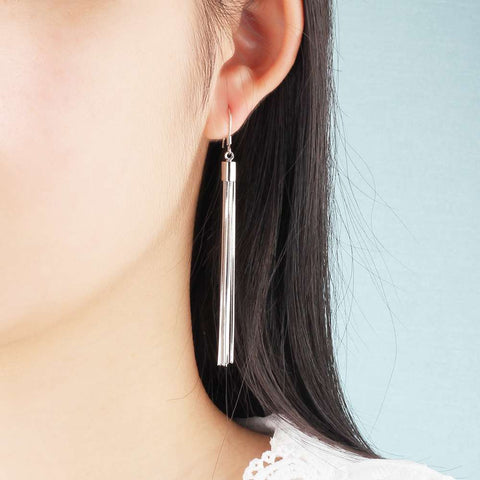 Image of 925 Sterling Silver Tassel Dangle Earrings