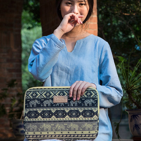 Image of Genuine Bohemia Laptop Bag National Style Shockproof Waterproof Laptop Sleeve Notebook Case For Macbook 10/11/12/13.3/14/15/17"