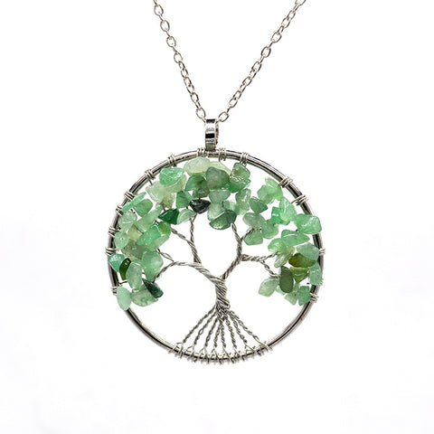 Image of Tree of Life Necklace Multi color Natural Stones and Minerals Life Tree Necklace Choker Chain Necklaces