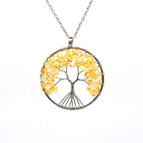 Image of Tree of Life Necklace Multi color Natural Stones and Minerals Life Tree Necklace Choker Chain Necklaces