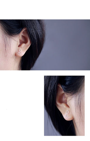 Image of 100% 925 Sterling Silver Cat Stud Earrings
