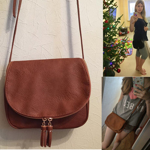 Image of Tassel Women Bag Leather Handbags Cross Body Shoulder Messenger