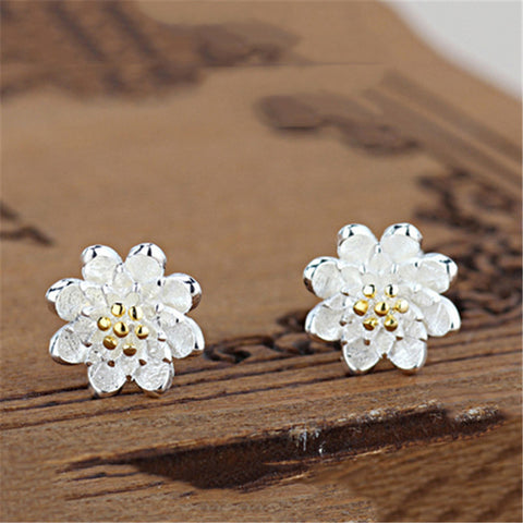 Image of Lotus Earrings 925 Sterling Silver