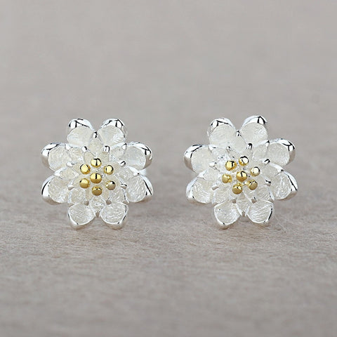 Image of Lotus Earrings 925 Sterling Silver