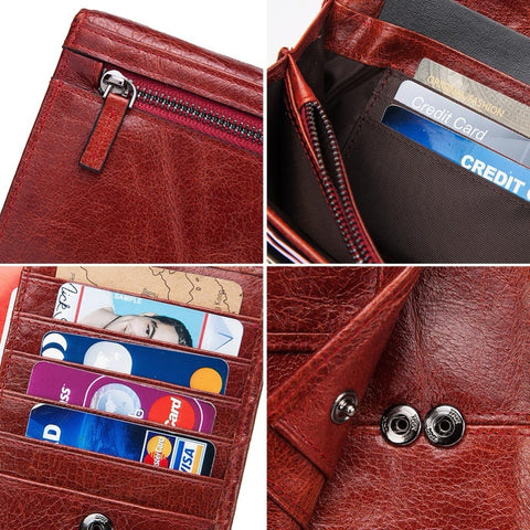 Image of Genuine Leather Women Clutch Wallet and Female Coin Purse Clamp For Card Holder wallet Wallets