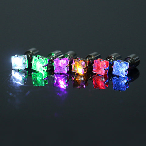 Image of LED Light Ear Studs Square Earrings - Free + Shipping