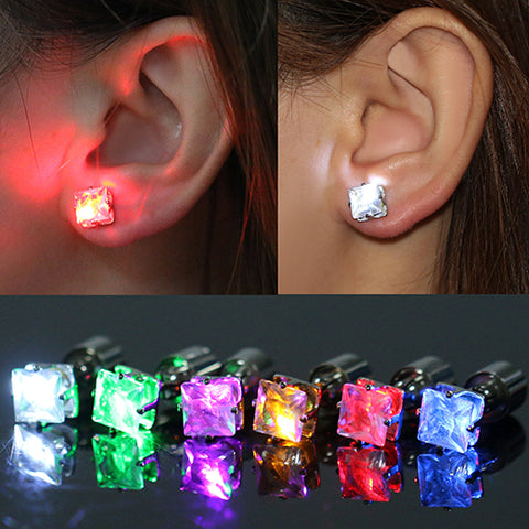 Image of LED Light Ear Studs Square Earrings - Free + Shipping