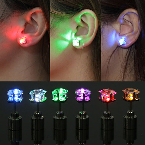 Image of LED Light Ear Studs Square Earrings - Free + Shipping