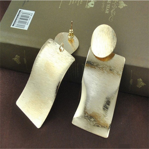 Image of Rock Punk Big Leaf Geometric Water Drop Metal Long Dangle Earrings For Women Bohemian Fashion Jewelry