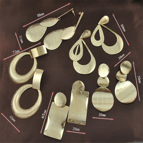 Image of Rock Punk Big Leaf Geometric Water Drop Metal Long Dangle Earrings For Women Bohemian Fashion Jewelry