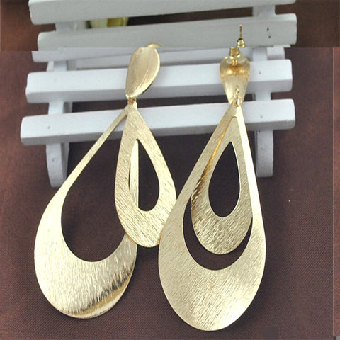 Image of Rock Punk Big Leaf Geometric Water Drop Metal Long Dangle Earrings For Women Bohemian Fashion Jewelry