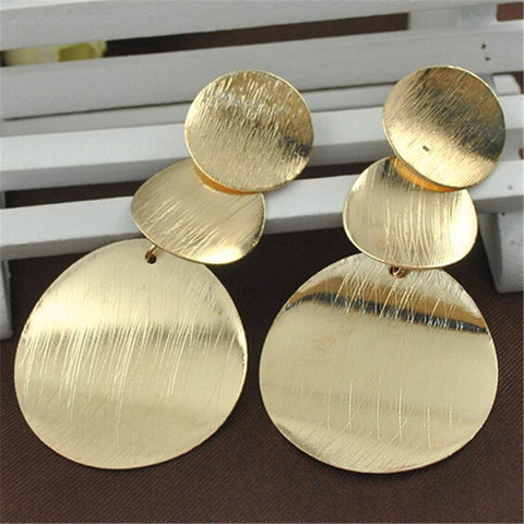 Image of Rock Punk Big Leaf Geometric Water Drop Metal Long Dangle Earrings For Women Bohemian Fashion Jewelry