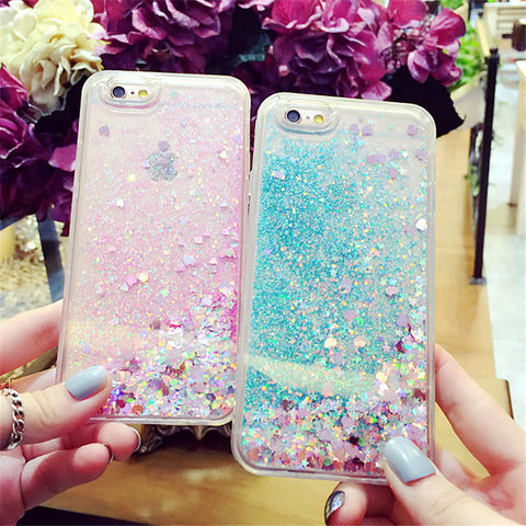 Image of Love Heart Glitter Dynamic Liquid Quicksand Cases for iPhone 6 Cases 5 5s SE 6s Plus for iPhone 7 Case 7 Plus Soft Silicon p35
