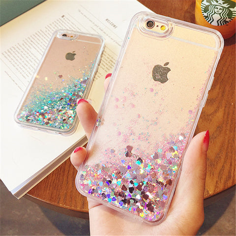 Image of Love Heart Glitter Dynamic Liquid Quicksand Cases for iPhone 6 Cases 5 5s SE 6s Plus for iPhone 7 Case 7 Plus Soft Silicon p35