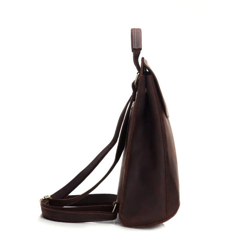 Image of 100% Real Genuine Leather Women Backpack Crazy Horse Cowhide Strap Laptop Daily Backpack Top Quality Handcraft Bag