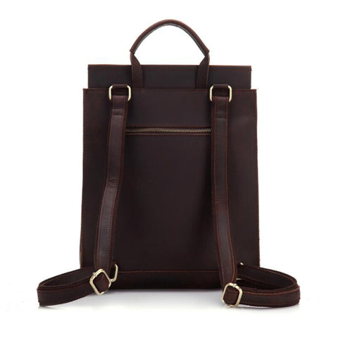 Image of 100% Real Genuine Leather Women Backpack Crazy Horse Cowhide Strap Laptop Daily Backpack Top Quality Handcraft Bag