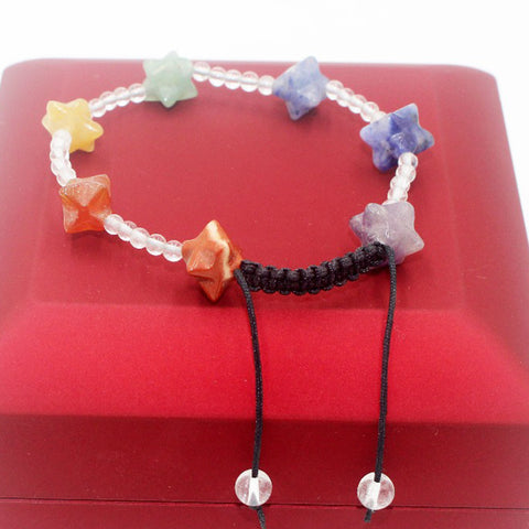 Image of Rainbow of Love Natural stone Crystal Agates in Star shape Bracelet