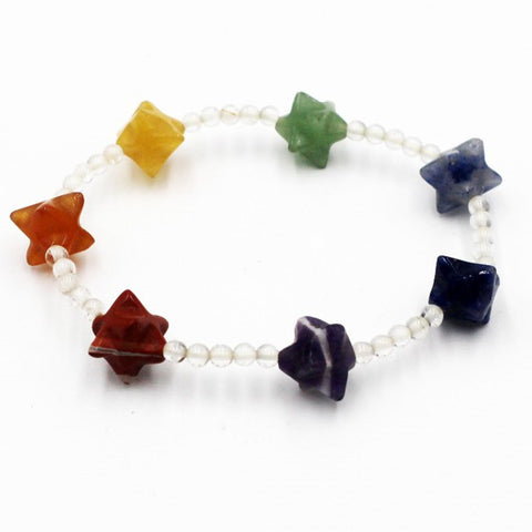 Image of Rainbow of Love Natural stone Crystal Agates in Star shape Bracelet